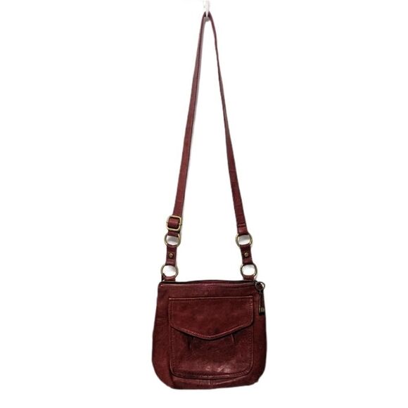 FOSSIL Dark Red Leather Lock Key Crossbody Bag - Picture 5 of 16